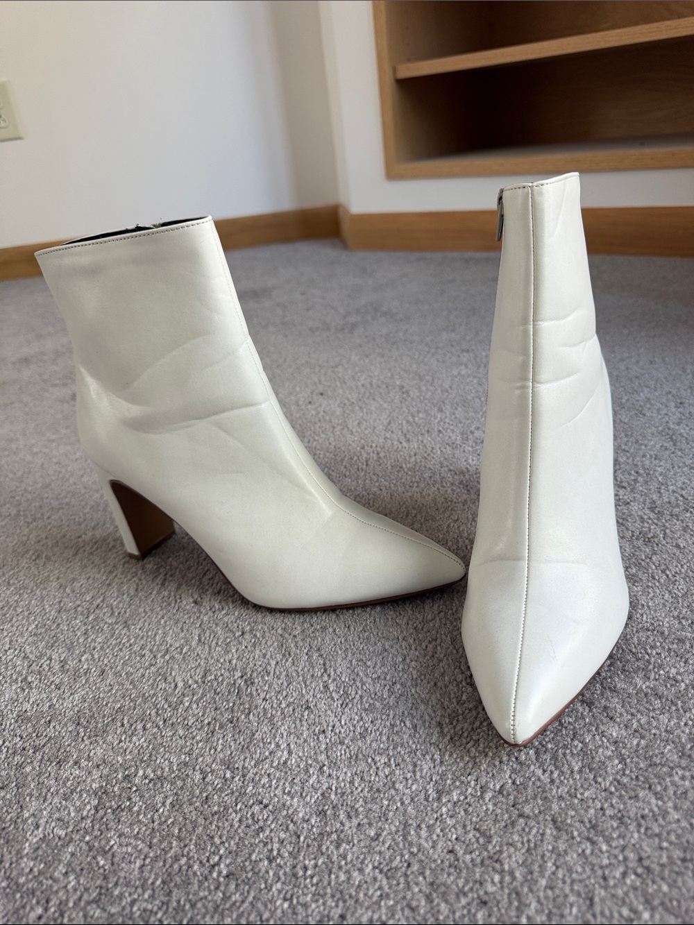 White Pointed Ankle Booties